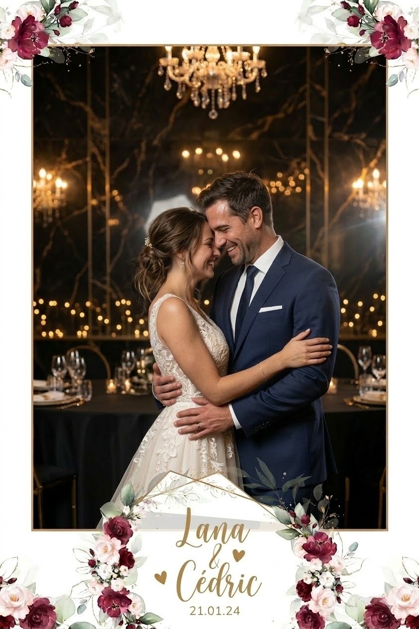 Couple Lana et Cédric au photobooth miroir